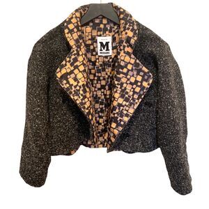 MISSONI Salt & Pepper Charcoal Donegal Tweed Jacket
 Made in Italy | US 6 |